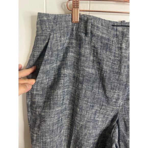 Talbots Heritage Blue Linen/Cotton Blend Cropped Flat Front Pants Size 14 - Picture 4 of 8